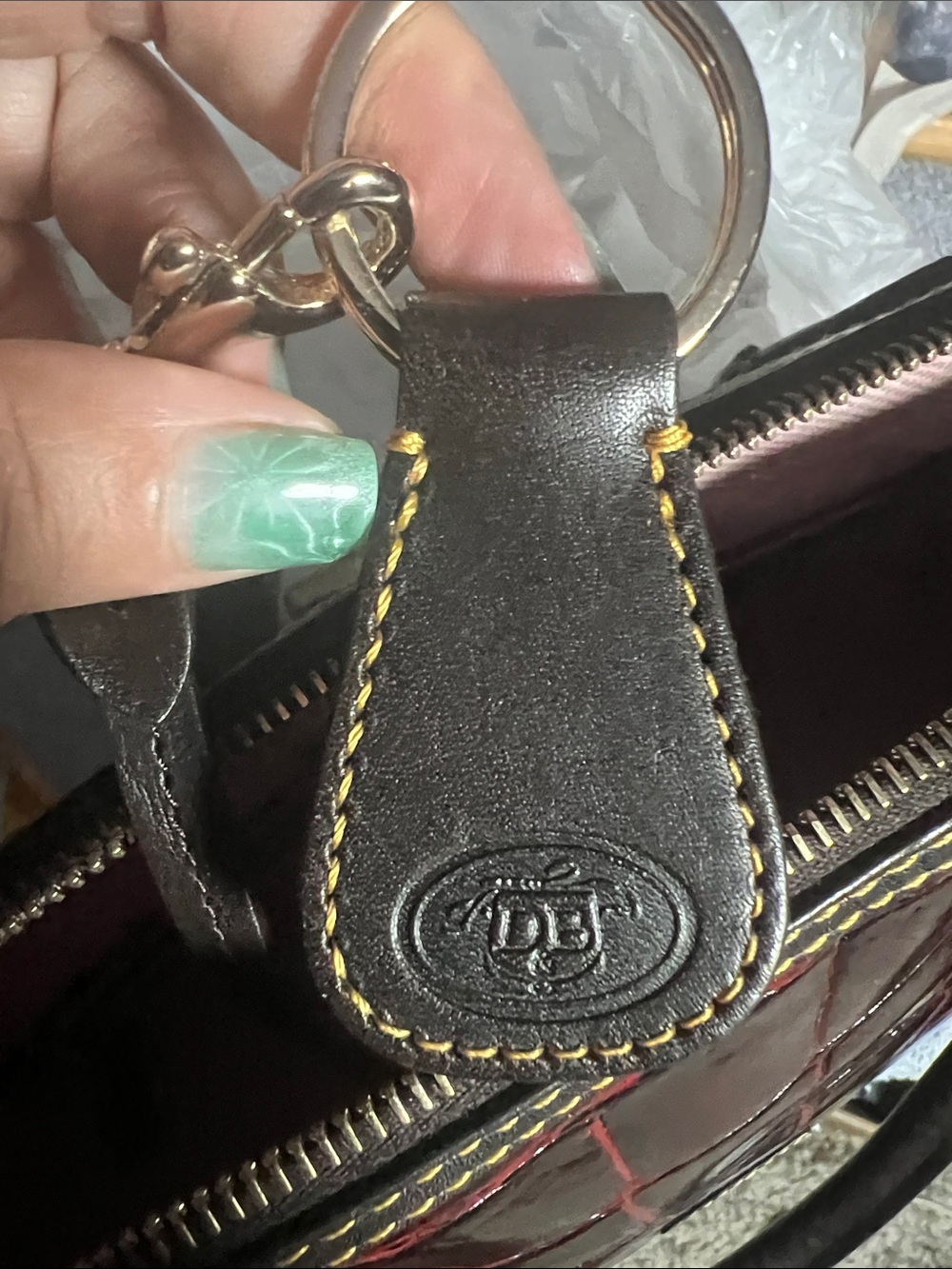Dooney & Bourke Deep Burgundy Croc-Embossed Leather Satchel - Picture 2 of 8